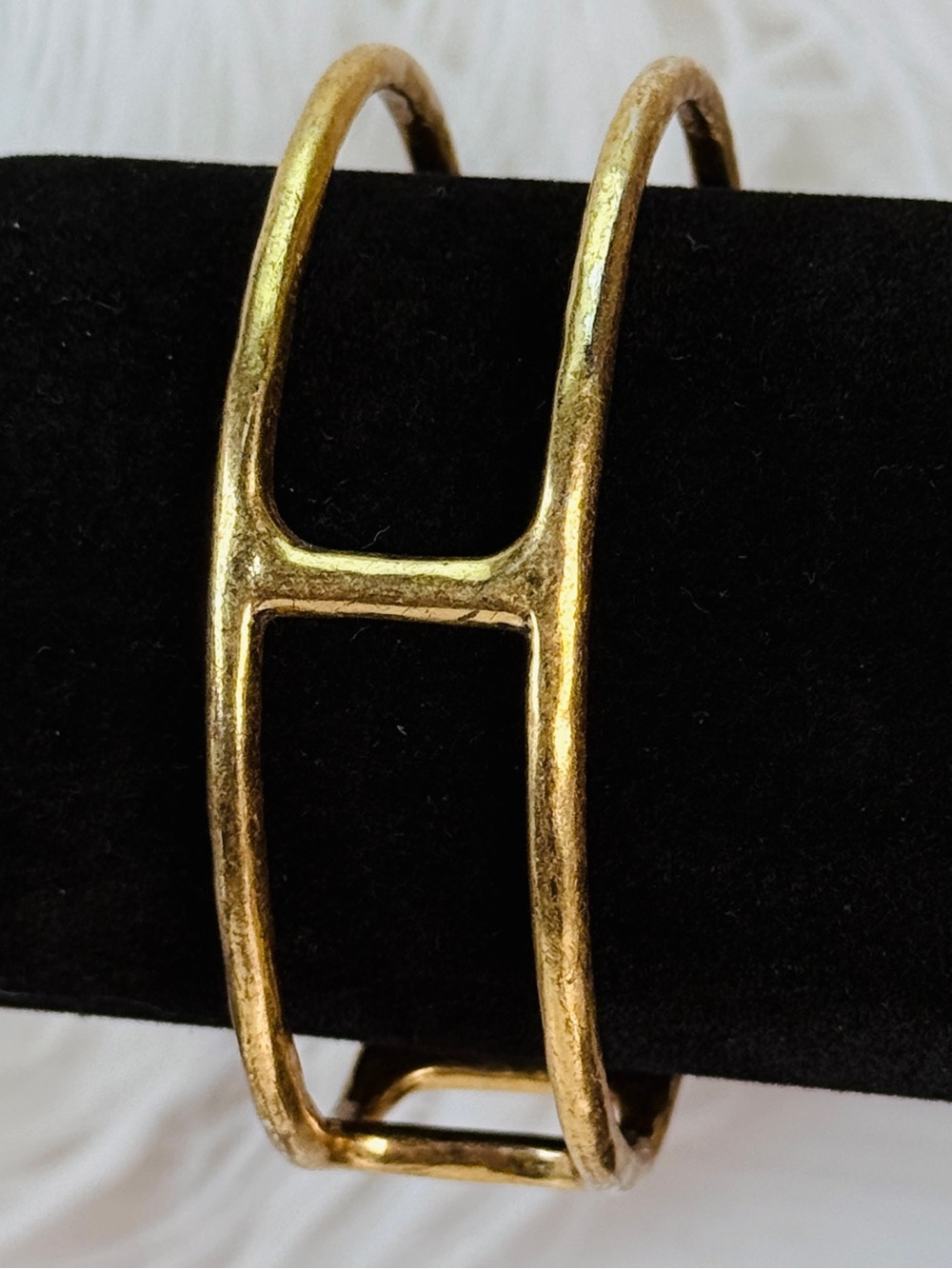 Aged goldtone, minimalist modernist cuff bracelet
